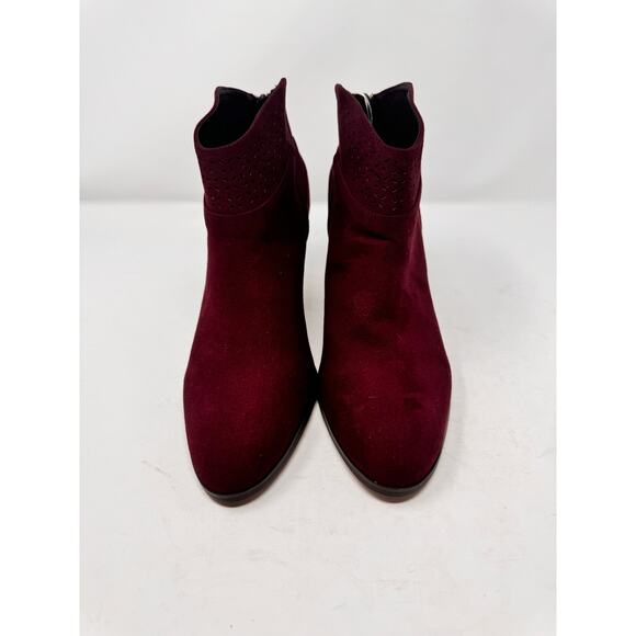 Brand New Violet & Red Women's 9 Burgundy Jackson Lazer Cut Booties Boots - Picture 6 of 11
